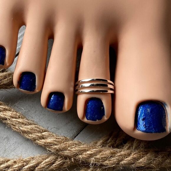 Triple Band Sterling Silver High Polish Toe Ring - Picture 2 of 5